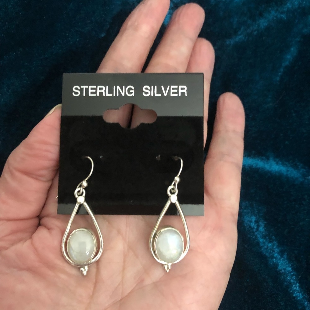 Moonstone & Sterling Silver French Hook Earrings NWT - Picture 5 of 8